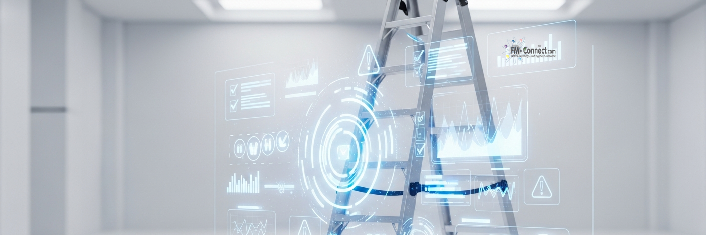 Compliance-Dokumente zu Trittleitern im Arbeitsschutz mit Leiter-Symbol und Sicherheits-Icons